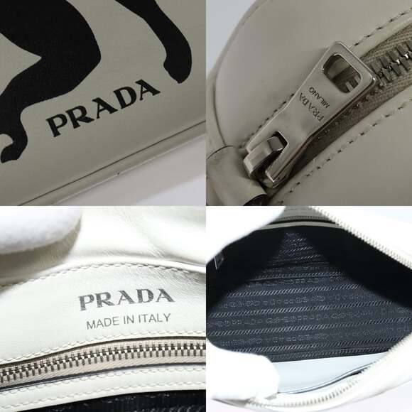 PRADA Shoulder Bag Leather White Silver - Picture 11 of 13